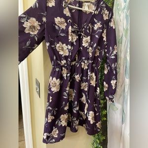 long sleeve purple flower dress
